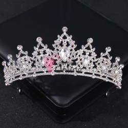 Coroana eleganta pentru mireasa CR012AA Argintie cu cristale din sticla